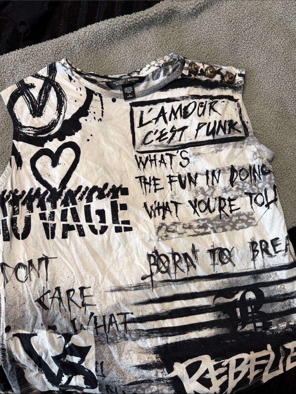 Victoria Secret Graphic Black & White Tank Top